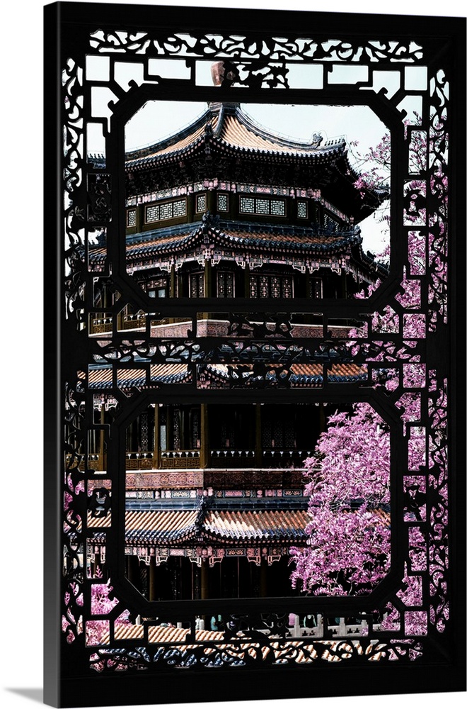 Asian Window, Pink Summer Temple, China 10MKm2 Collection.