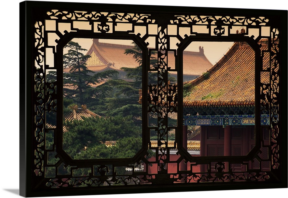 Asian Window, Roofs of Forbidden City at Sunset, Beijing, China 10MKm2 Collection.