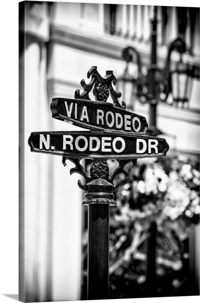 California, Los Angeles, Beverly Hills, Rodeo Drive Sign | Large Solid-Faced Canvas Wall Art Print | Great Big Canvas