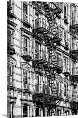 Black And White Manhattan Collection - Fire Escape Staircases Facade