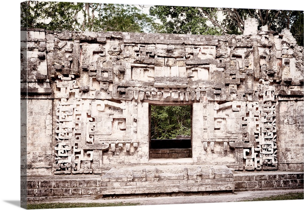 Photograph of the Hochob Mayan Pyramids in Campeche, Mexico. From the Viva Mexico Collection.