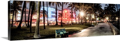 Colorful Street Life, Ocean Drive by Night, Miami