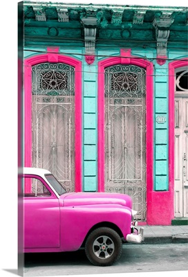 Cuba Fuerte Collection - Pink Vintage Car in Havana