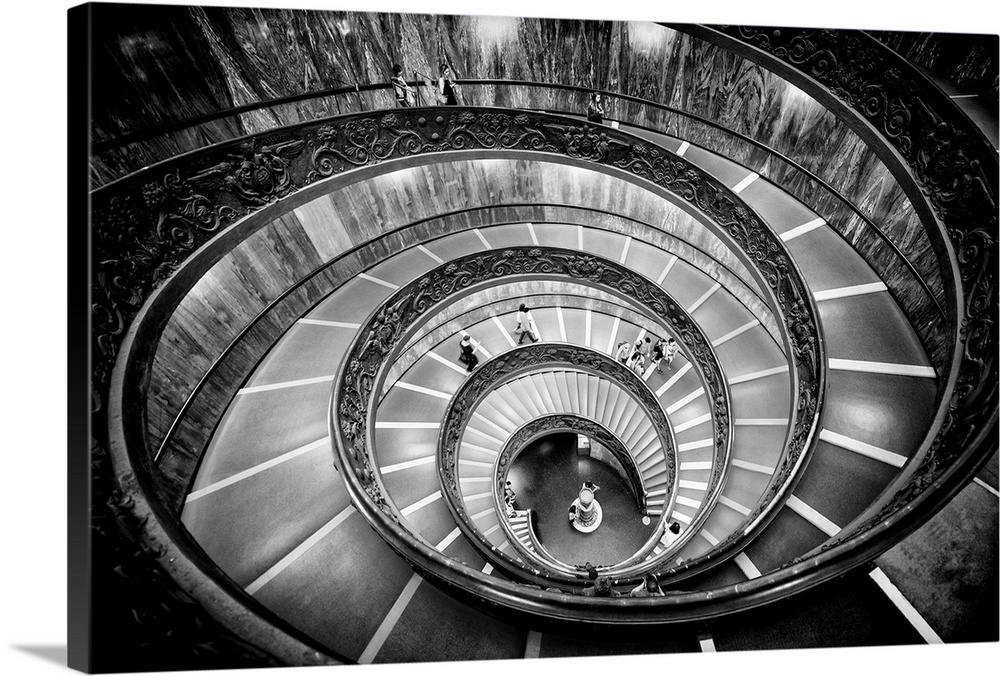 This black and white image was created by Philippe Hugonnard. It's the modern "Bramante" spiral stairs of the Vatican Muse...