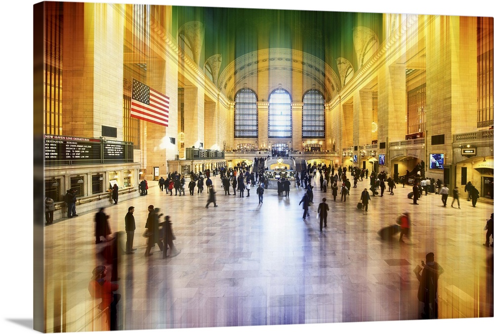 The interior of Grand Central Station, with a layered effect creating a feeling of movement.