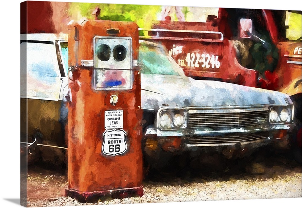 A photograph of a western gas station with a painterly effect.