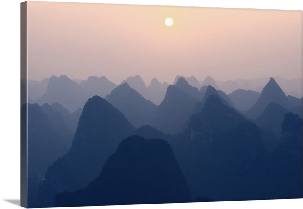 Karst Mountains at Pastel Sunset, Yangshuo, China 10MKm2 Collection.