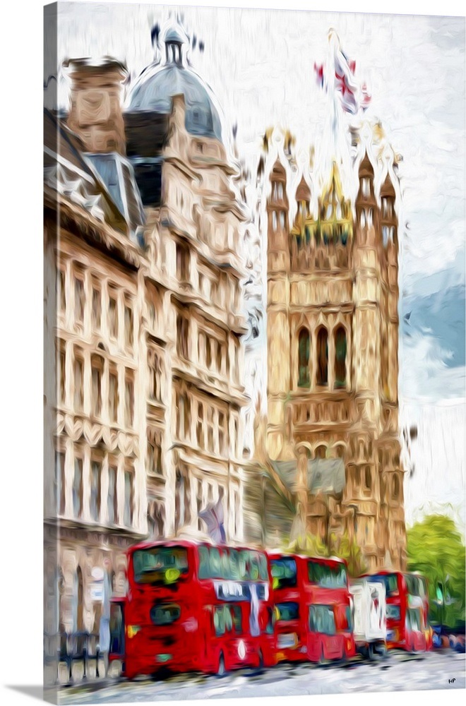 London Bus, Oil Painting Series Wall Art, Canvas Prints, Framed Prints