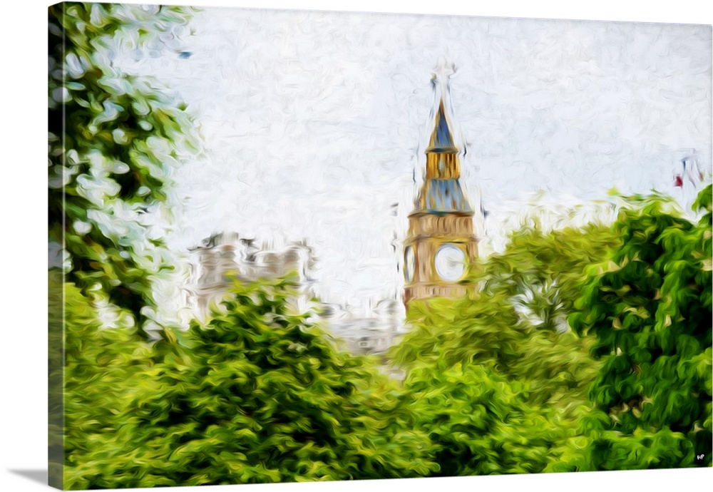 Photograph of London, England with a painterly effect.