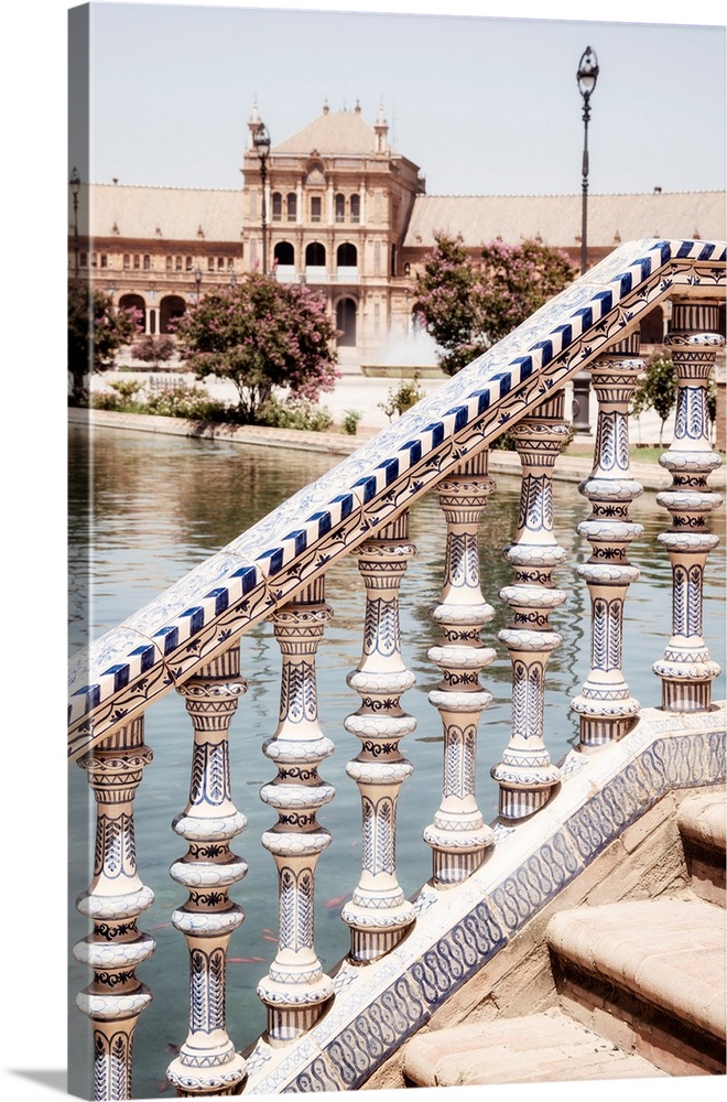 It's a detail of the bridge decorated with ceramics on the Plaza de Espana in Seville (Spain).