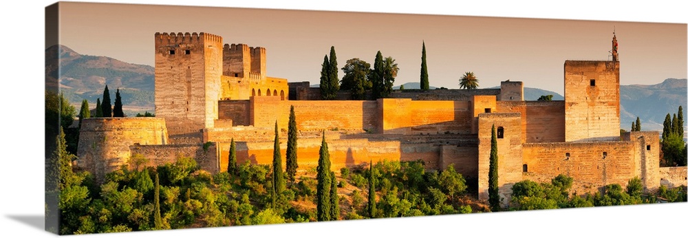 It's a view of the Alhambra of Granada in Andalusia at sunset (Spain).