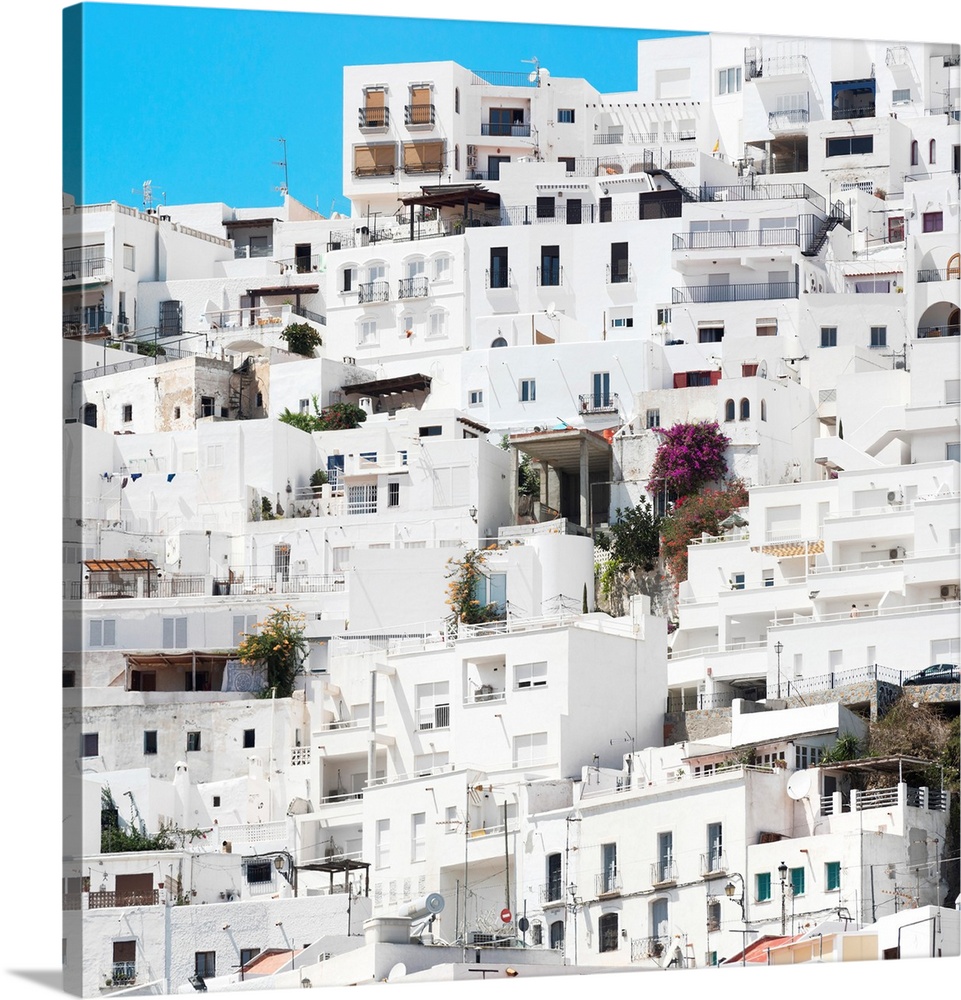 It's the white city of Mojacar in Spain, with all the white buildings.