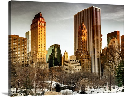 New York City - Central Park under snow at sunset