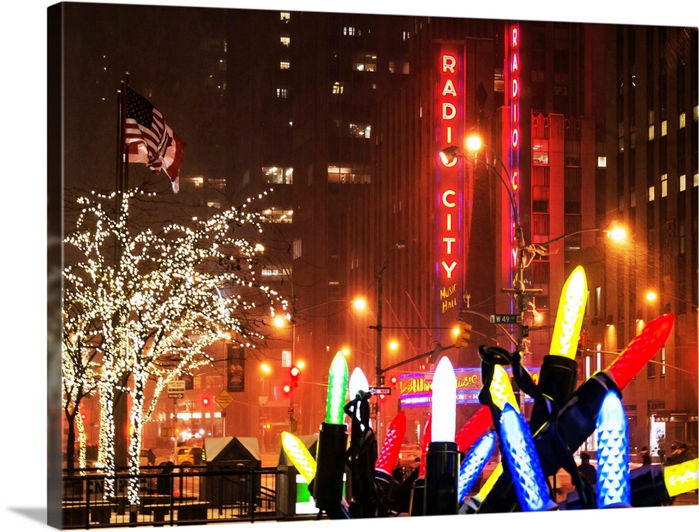 Christmas decorations set up in Manhattan, NYC.