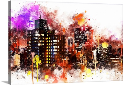 NYC Watercolor Collection - Black night on Manhattan