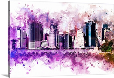 NYC Watercolor Collection - Purple Skyline