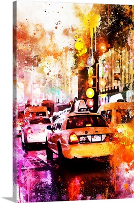 NYC Watercolor Collection - Taxis Night