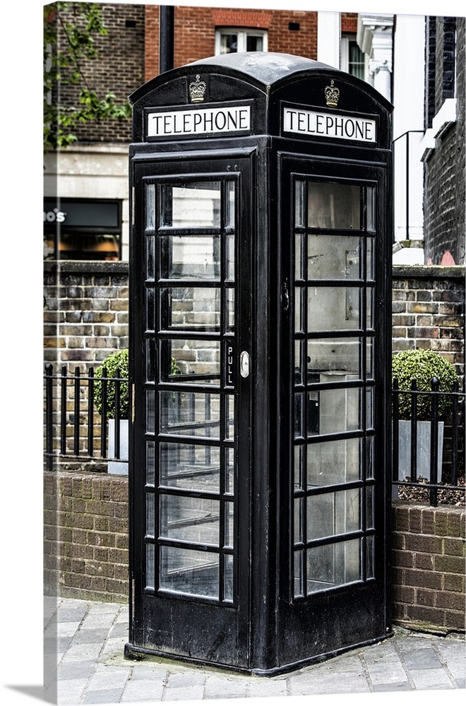 Fine art photo of a London phone booth, unusually painted black.