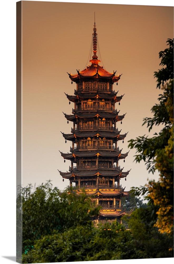 Pagoda at dusk, China 10MKm2 Collection.