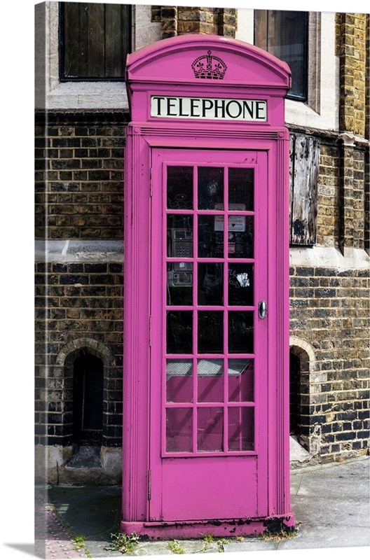 Painted Pink Phone Booth in London Great Big Canvas