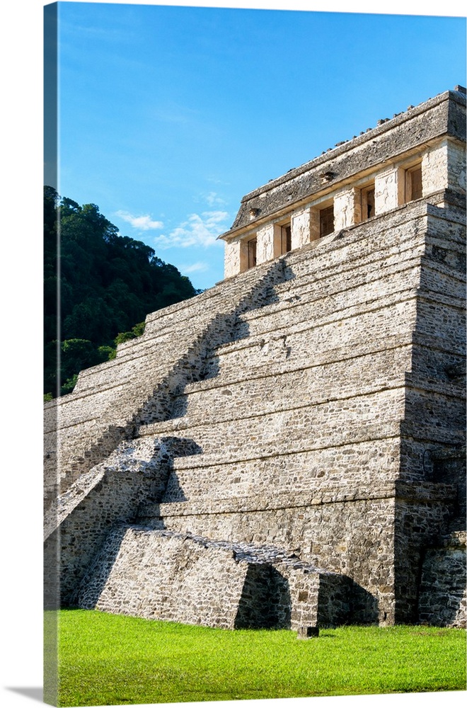 Photograph of Palenque, Temple of Inscriptions at Mayan archaeological site, Mexico. From the Viva Mexico Collection.