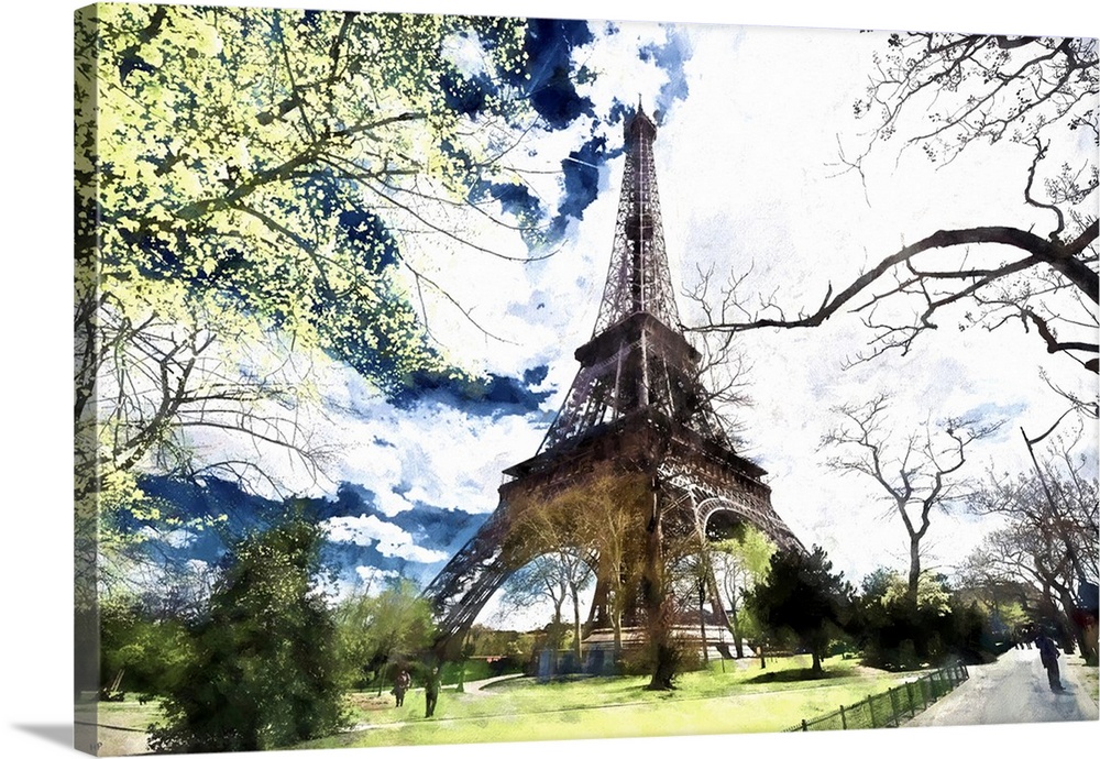 Photograph of Paris, France with a painterly effect.