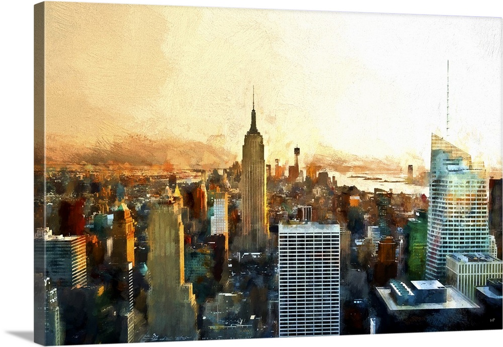 Photograph with a painterly effect of the Empire State building, NYC.