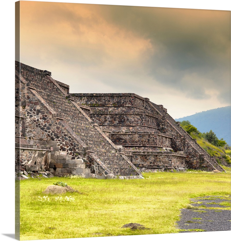 Square photograph of the Teotihuacan Pyramids, Mexico. From the Viva Mexico Square Collection.