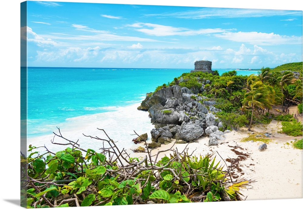 Photograph the Tulum ruins along the Caribbean coastline, Mexico. From the Viva Mexico Collection.
