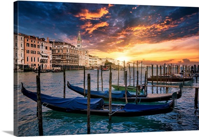Venetian Sunlight - Magical Gondolas Sunset