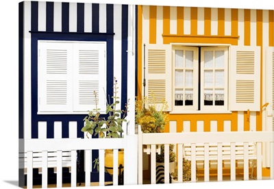 Welcome to Portugal Collection - Facade of beach House with Colourful Stripes II