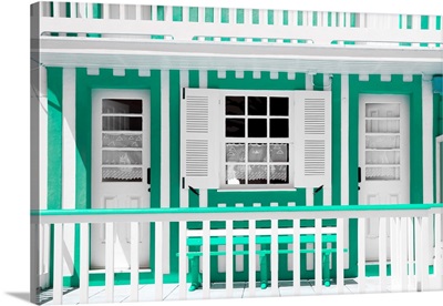 Welcome to Portugal Collection - Green and White Striped House Facade