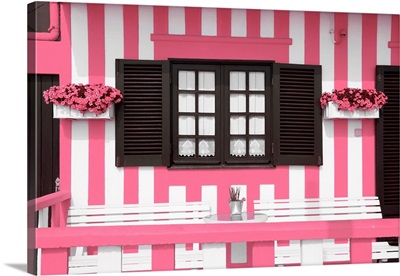 Welcome to Portugal Collection - Pretty Pink Striped House Facade
