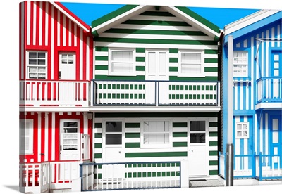 Welcome to Portugal Collection - Three Houses with Colorful Stripes