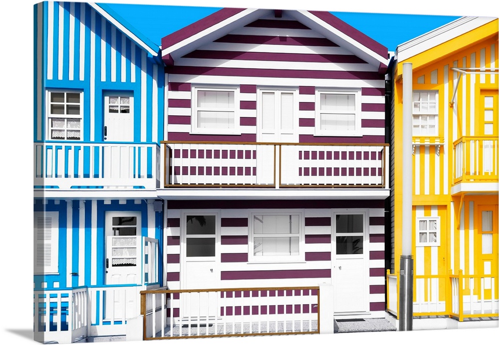 It's the beautiful colourful striped beach houses of Costa Nova in Portugal.
