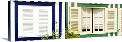 Welcome to Portugal Panoramic Collection - Facades of Beach House with Colourful Stripes