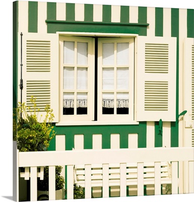 Welcome to Portugal Square Collection - Tradional Green Striped Window