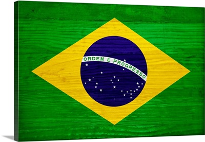 Wood Brazil Flag, Flags Of The World Series