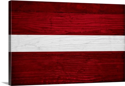 Wood Latvia Flag, Flags Of The World Series