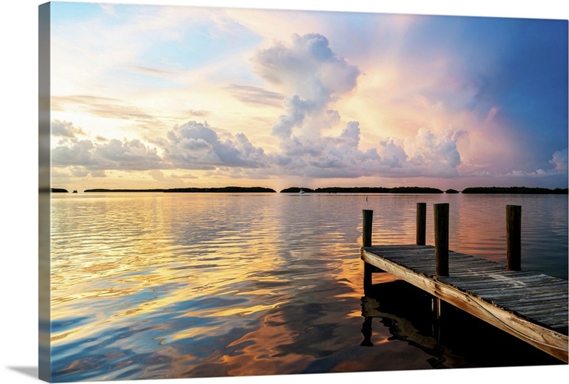  VTCTOASY Wood Jetty and Calm Lake Print Color Changing