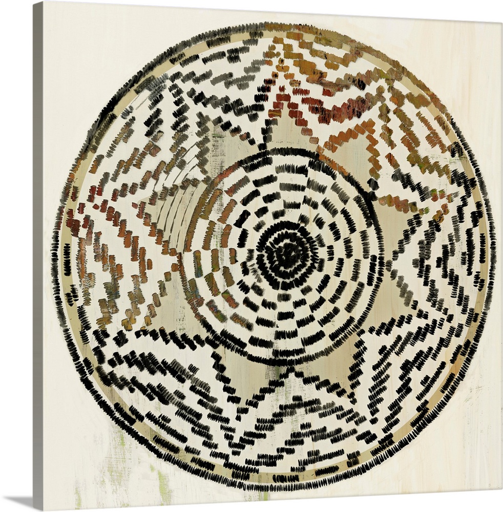 Africa-inspired radial pattern in warm earth tones.