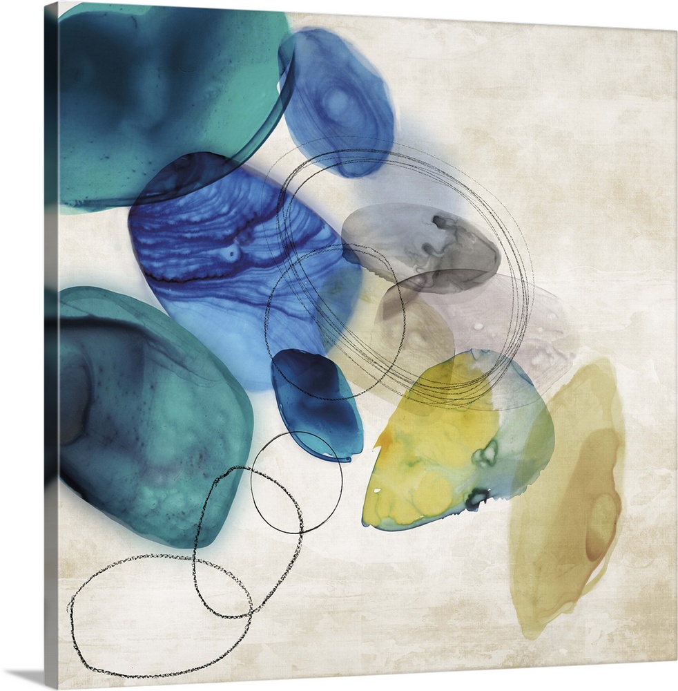 Contemporary abstract home decor art using vibrant blue against a neutral background.