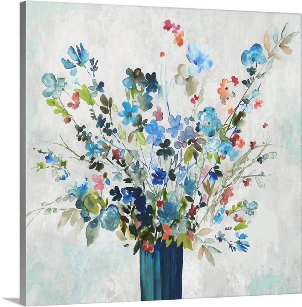Brightly colored watercolor bouquet on a neutral background.