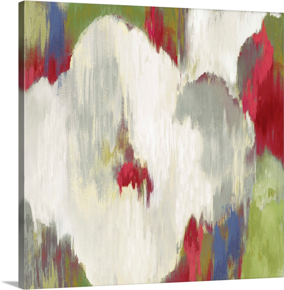 Contemporary home decor artwork of abstracted flowers in different colors.