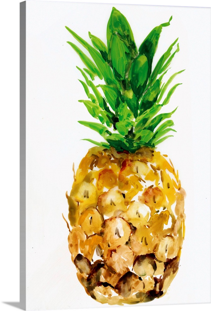 Watercolor illustration of a pineapple on white.