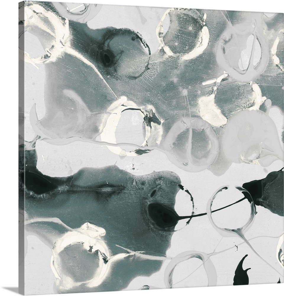 Square textured painting in shades of gray.