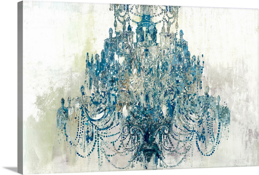 An abstract view of a crystal chandelier with a textured appearance.