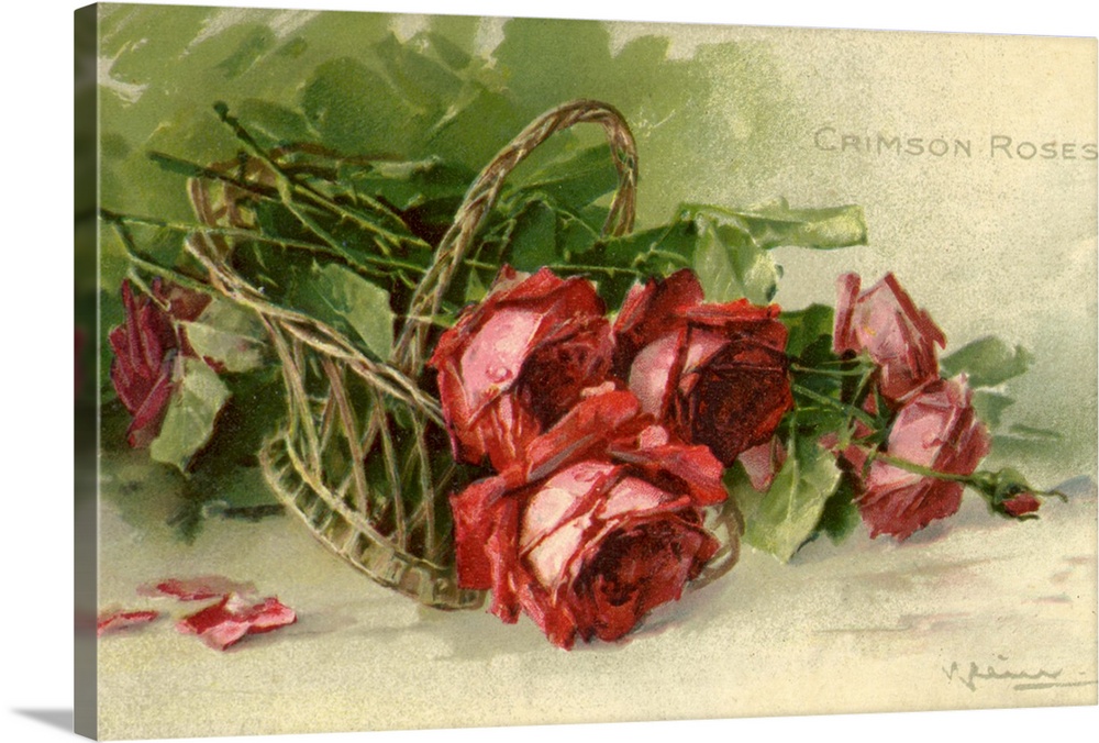 Crimson Roses in a Woven Basket