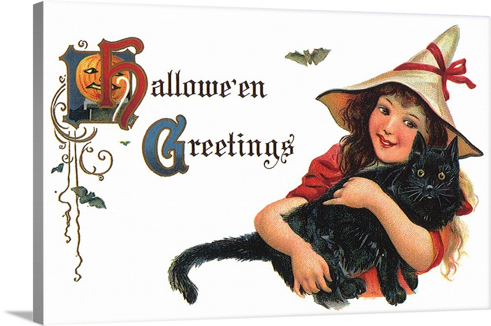 Girl holding a Black Cat