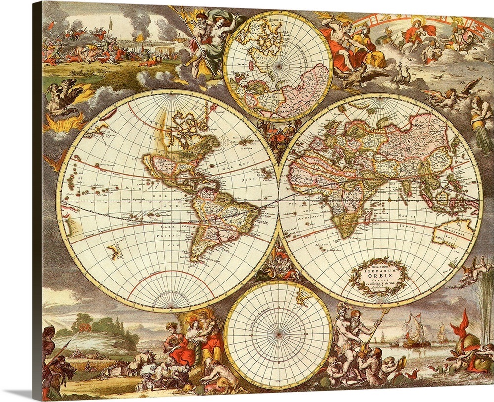 Map of the World 1670 Wall Art, Canvas Prints, Framed Prints, Wall ...